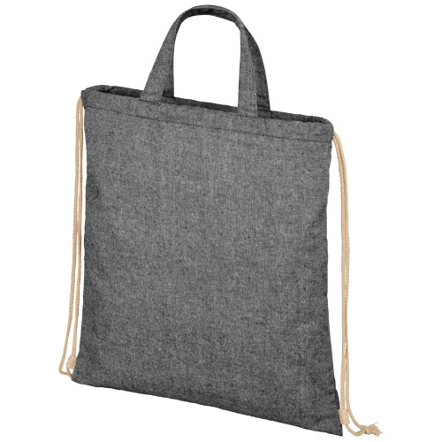 Sac publicitaire coton recyclé 210 g avec cordon Pheebs Noir chiné